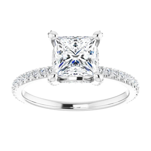 White Gold Square Engagement Ring Mounting