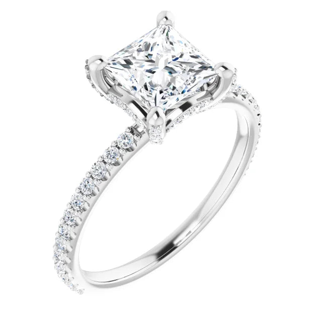 White Gold Square Engagement Ring Mounting