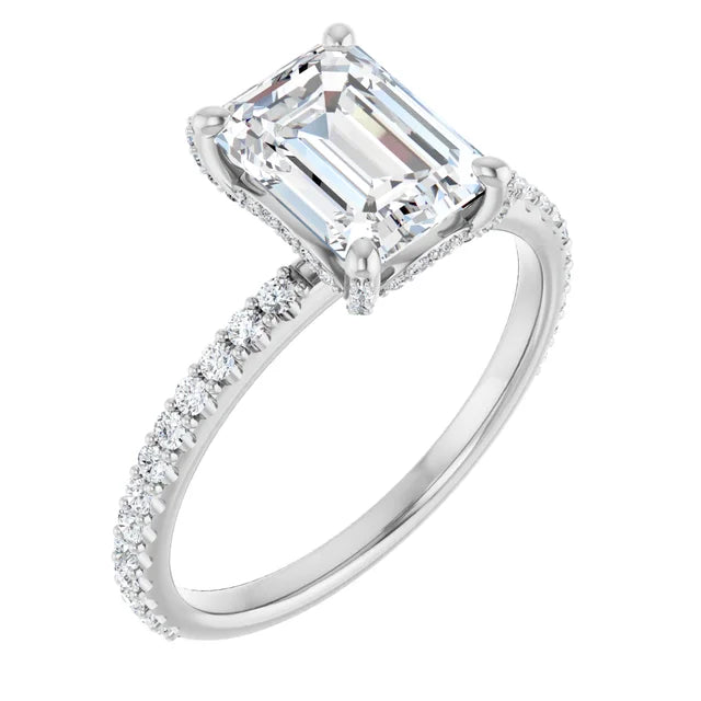 White Gold Emerald Engagement Ring Mounting