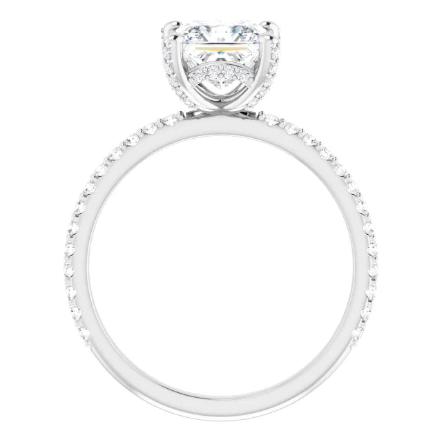 White Gold Square Engagement Ring Mounting