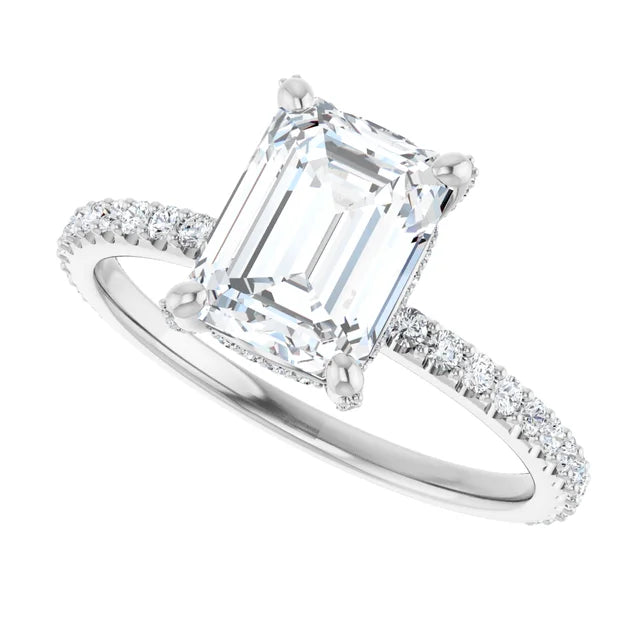 White Gold Emerald Engagement Ring Mounting