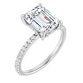 14K White Gold 9x7 mm Emerald Engagement Ring Mounting-3.01 ct Radiant Natural Diamond