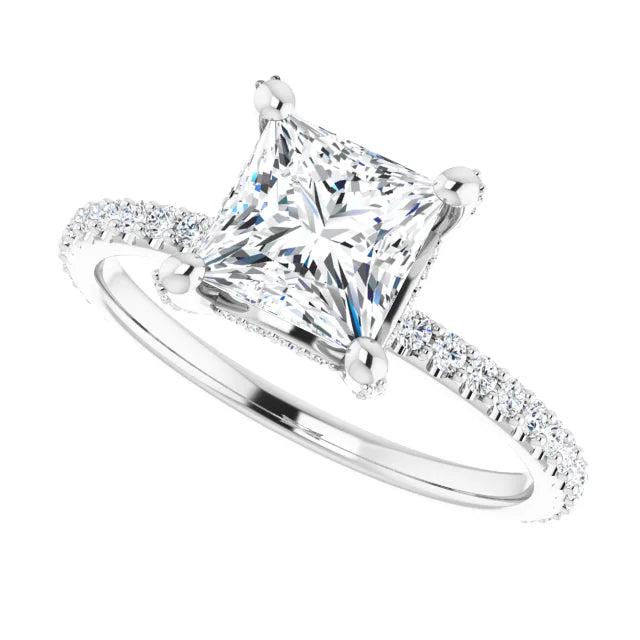 White Gold Square Engagement Ring Mounting