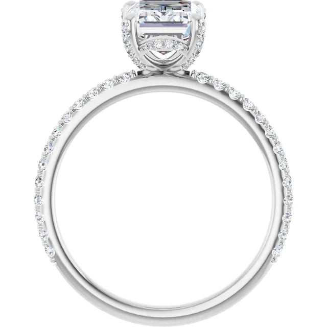 White Gold Emerald Engagement Ring Mounting