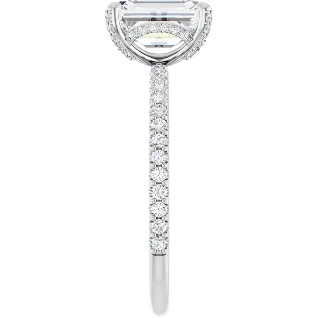 White Gold Emerald Engagement Ring Mounting