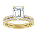14K Yellow Gold 8x6 mm Emerald Engagement Ring Mounting with Bands