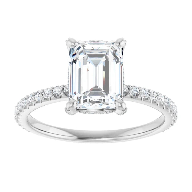 White Gold Emerald Engagement Ring Mounting
