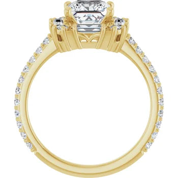 10K Yellow Gold Square Engagement Ring Mounting