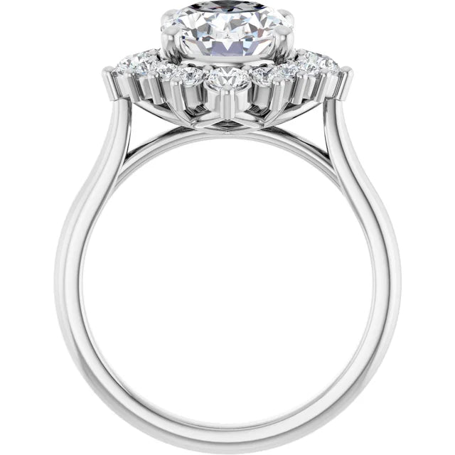 14K White Gold 10x8 mm Oval Engagement Ring Mounting