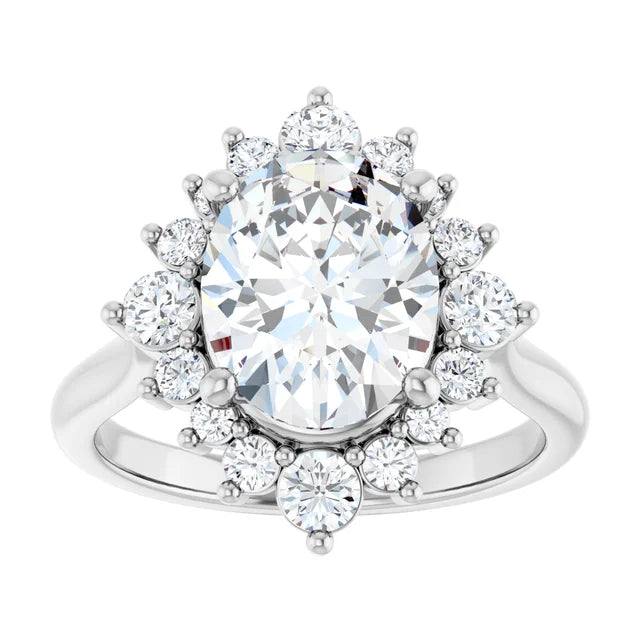 14K White Gold 10x8 mm Oval Engagement Ring Mounting