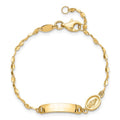 14K Polished Miraculous Medal and 19x4mm Plate 6 inch Baby/Child ID Bracelet