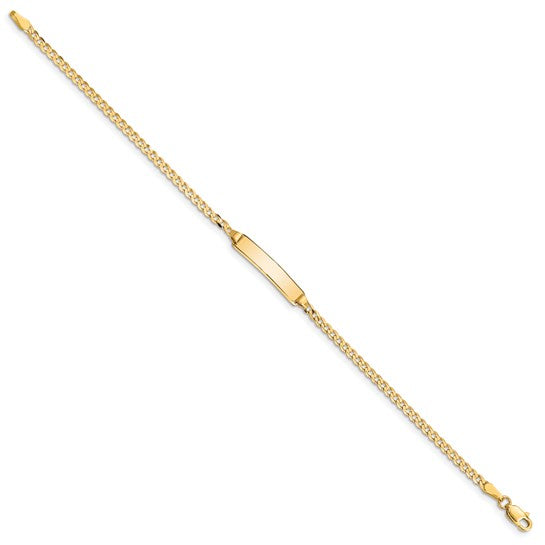 14k Polished Solid Chain/Solid Plate Curb Link 20x4.8mm Plate Baby/Child ID Bracelet