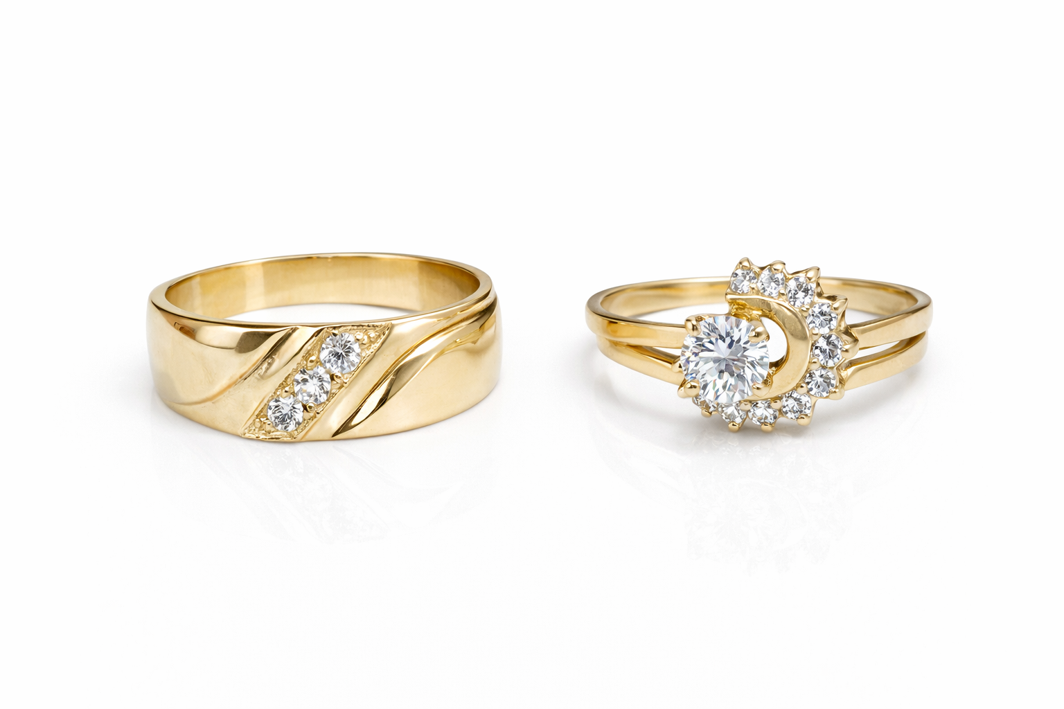 Juego de Anillos Aurora Elegance en Oro 14K