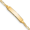 Polished Solid Chain/Solid Plate Figaro Link 19x4mm Plate 5.5 inch Baby/Child ID Bracelet 10K-14K