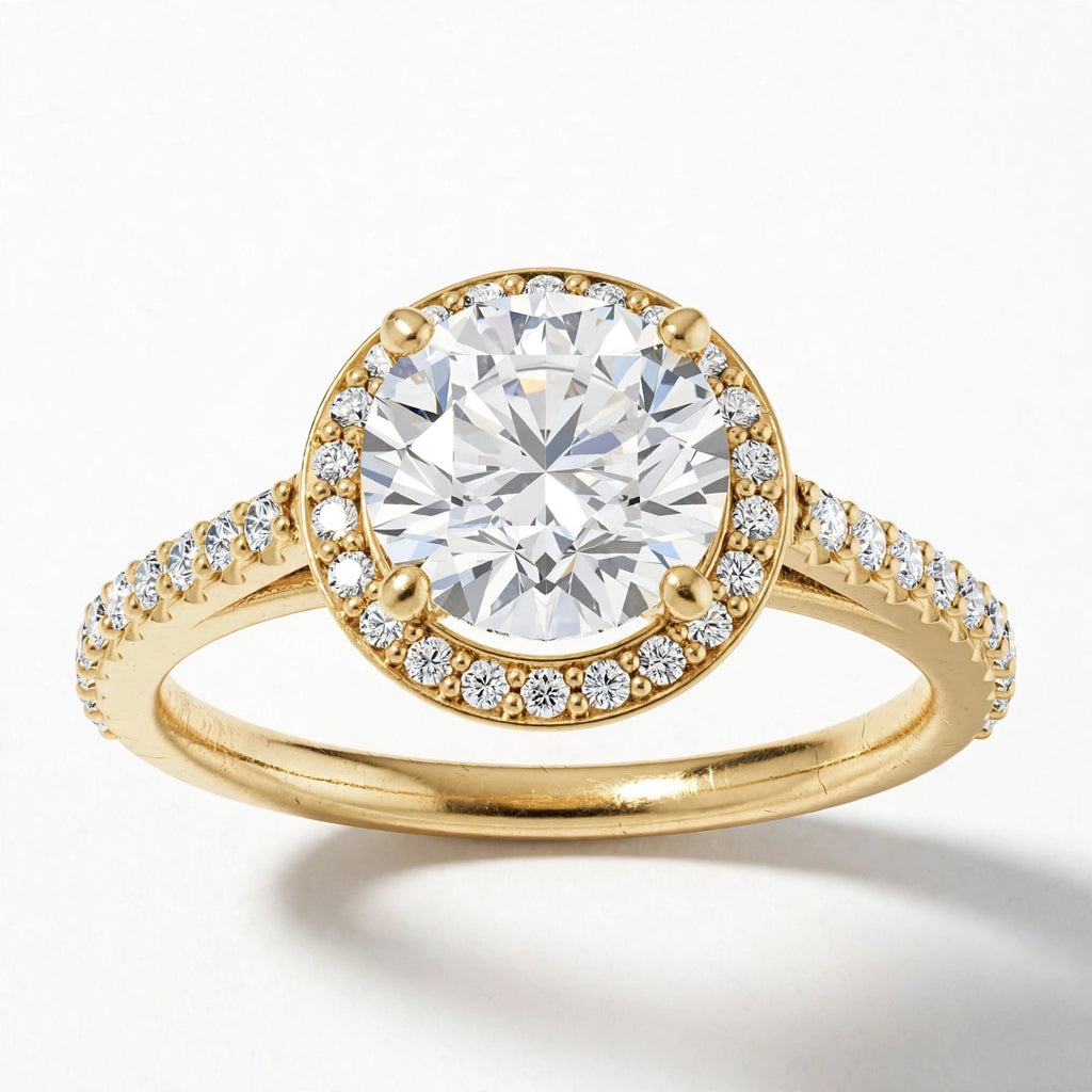 10K Yellow Gold Halo Engagement Ring