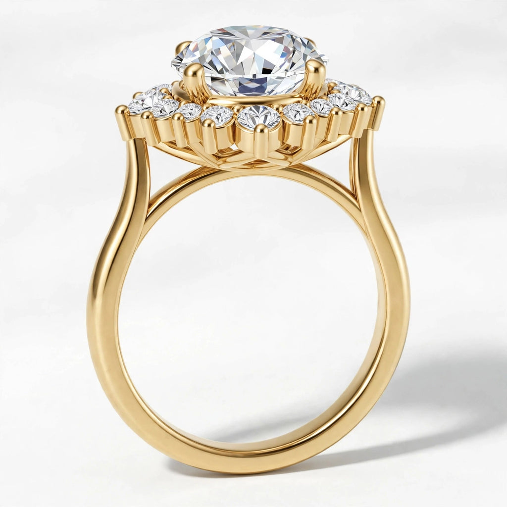 10K Yellow Gold Round Engagement Ring Mounting