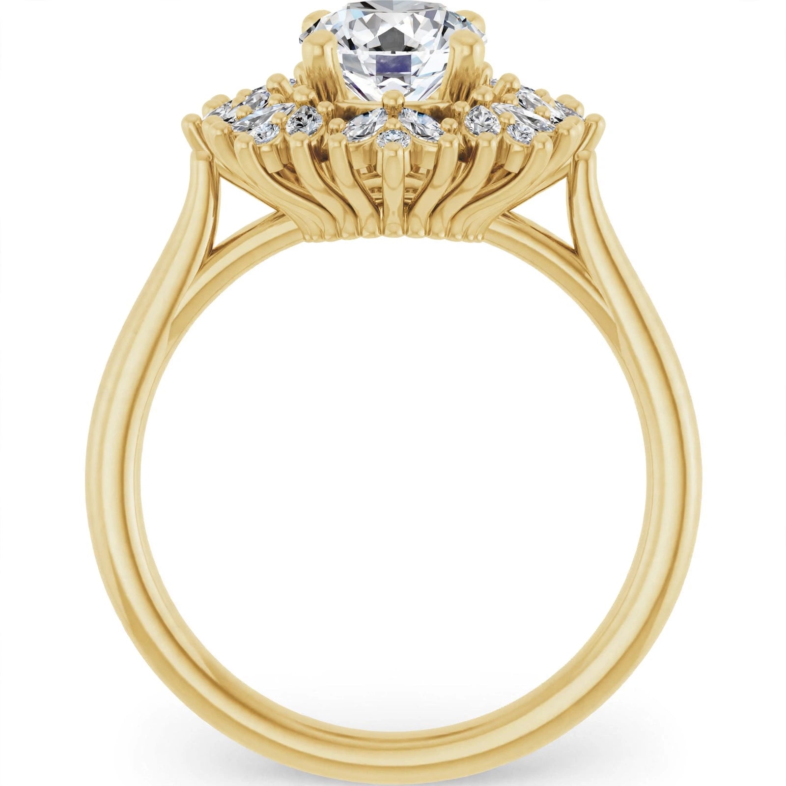 10K Yellow Gold Round Engagement Ring Mounting