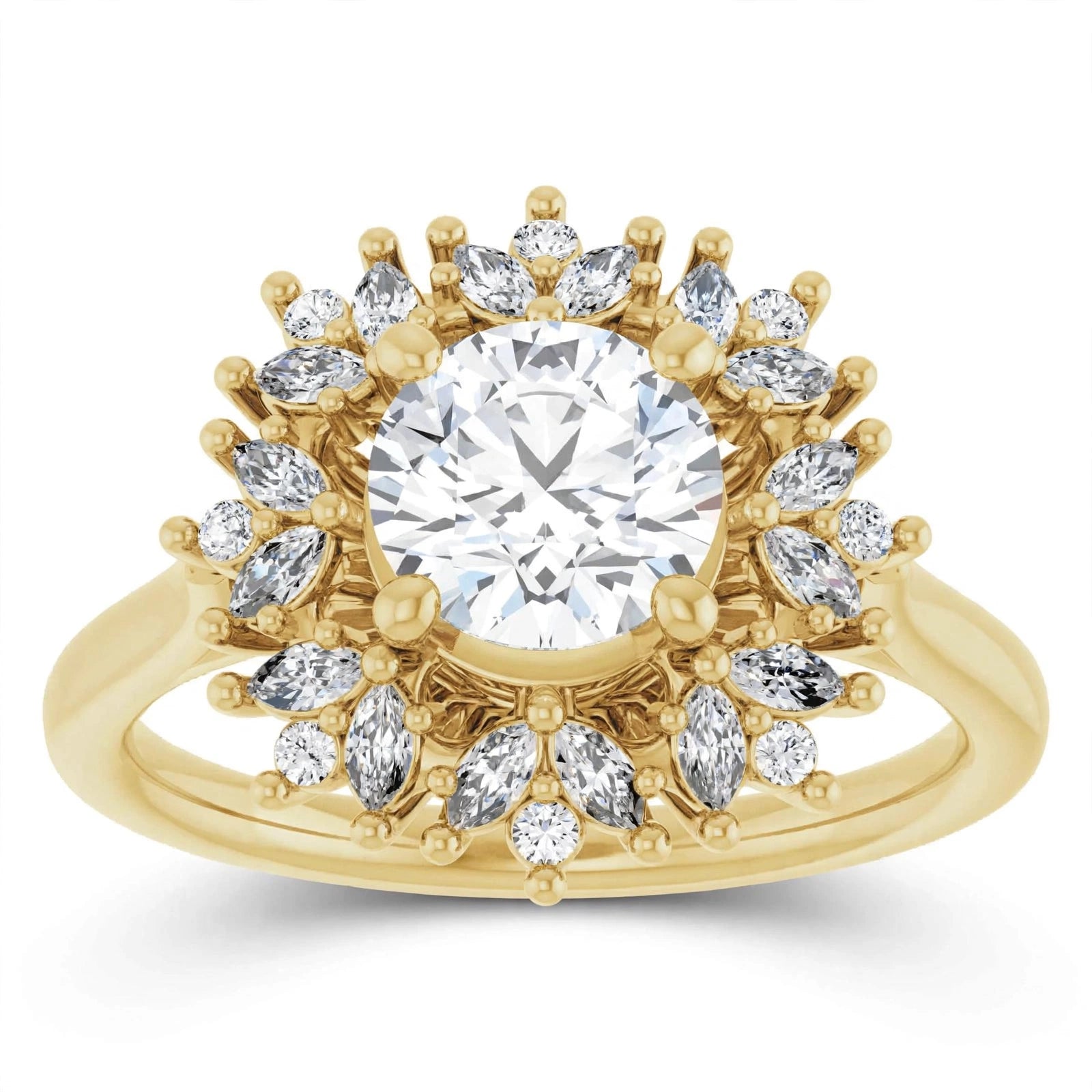10K Yellow Gold Round Engagement Ring Mounting