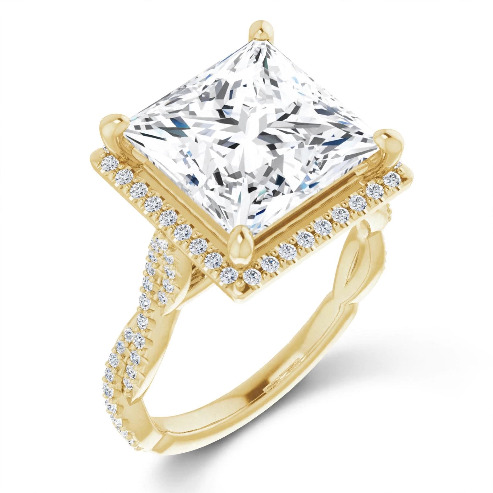 10K Yellow Gold Square Engagement Ring Mounting