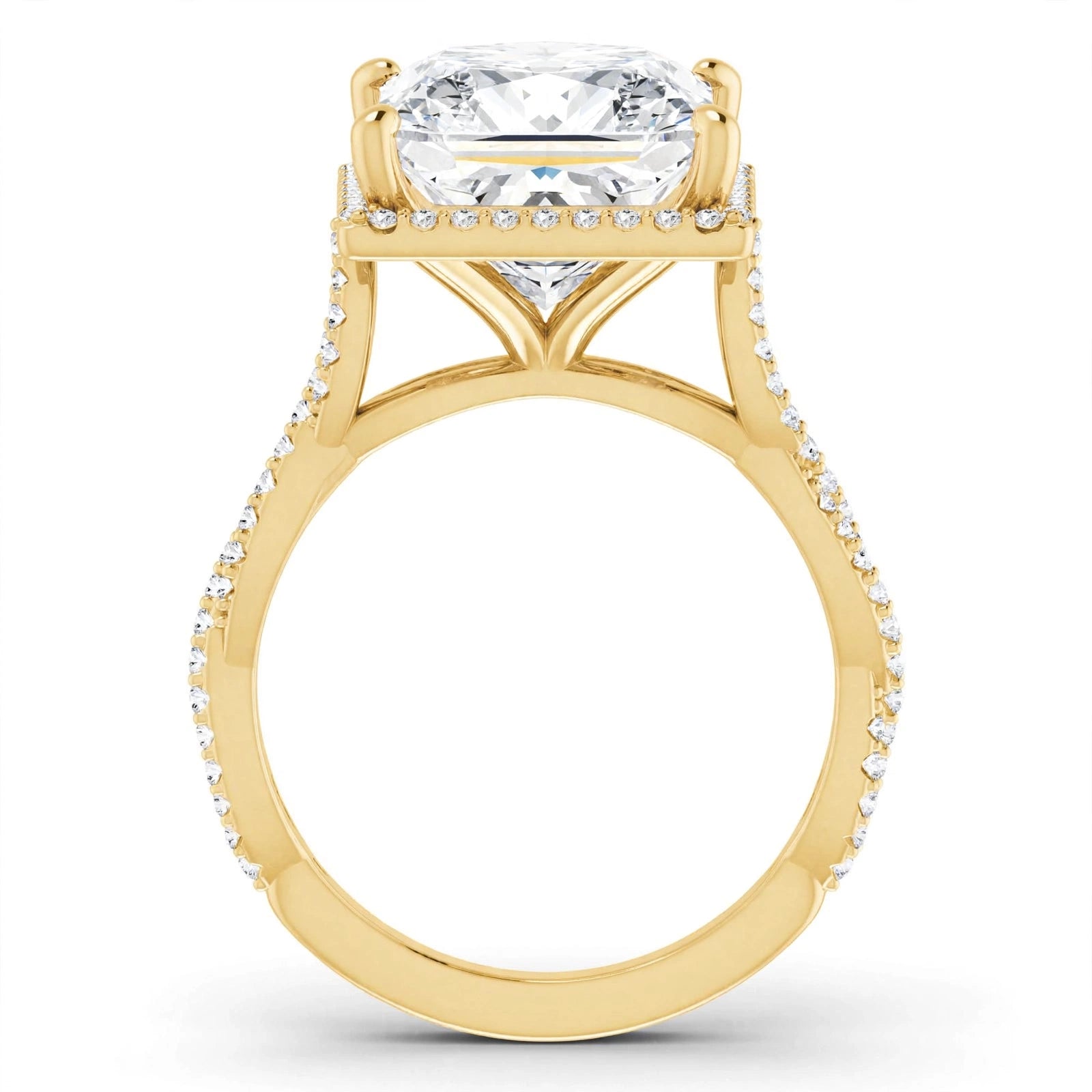 10K Yellow Gold Square Engagement Ring Mounting
