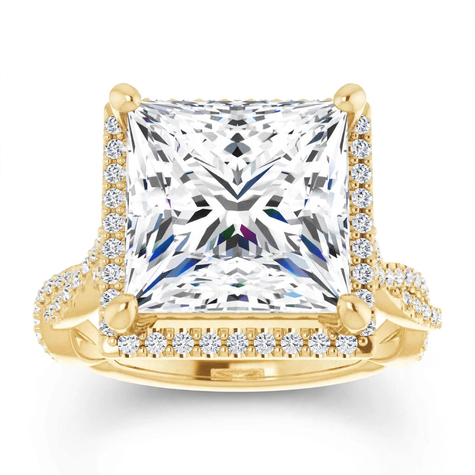 10K Yellow Gold Square Engagement Ring Mounting
