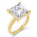 14K Yellow Gold Princess-Cut Moissanite Halo Engagement Ring