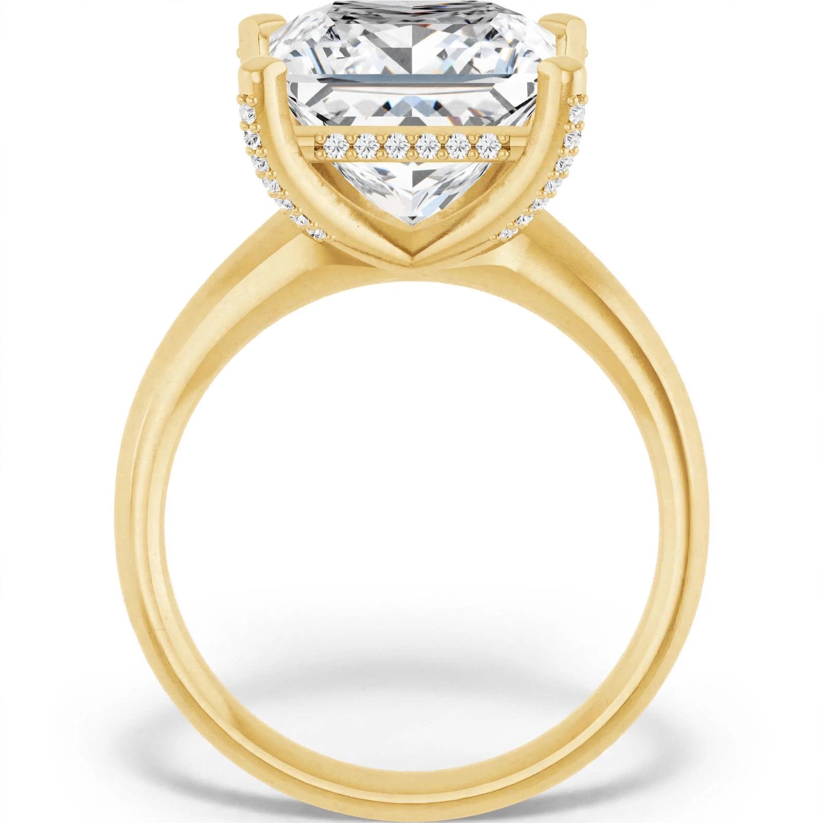14K Yellow Gold Princess-Cut Moissanite Halo Engagement Ring