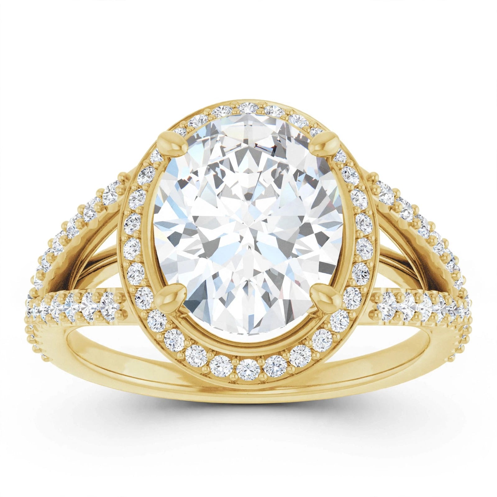 10K Yellow Gold 10x8 mm Oval Engagement Ring Mounting