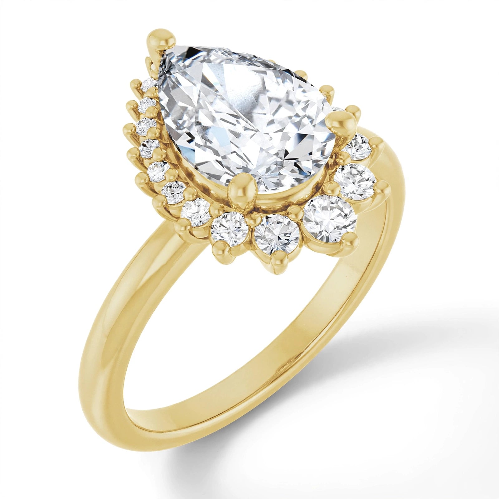 10K Yellow Gold 10x7 mm Pear Engagement Ring Mounting