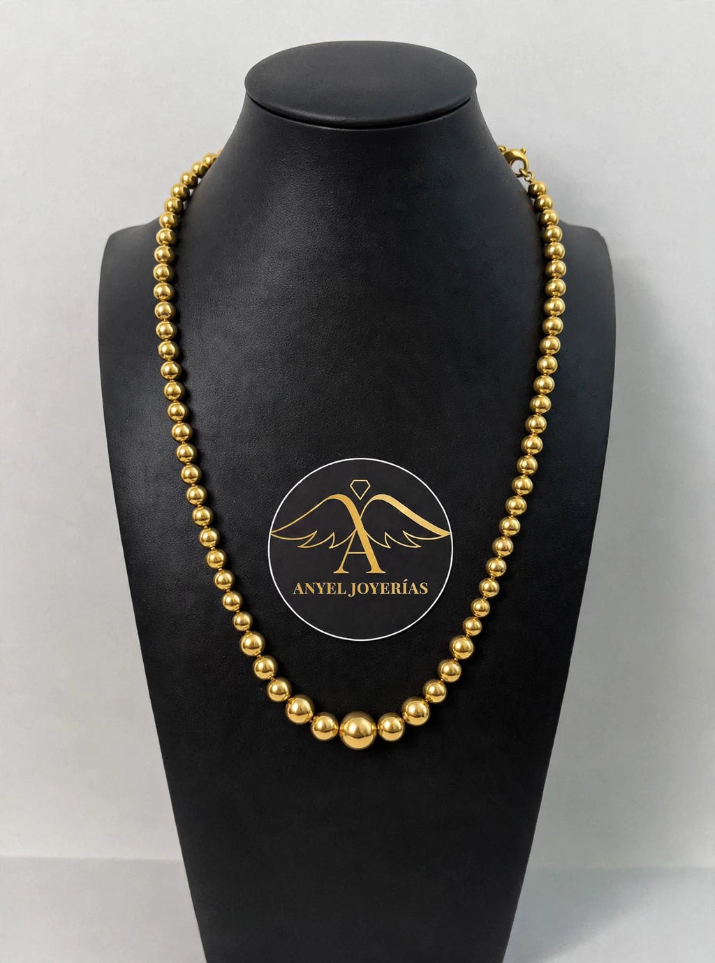 Anyel 14K Polished Graduated Beaded 17.25 Inch Necklace