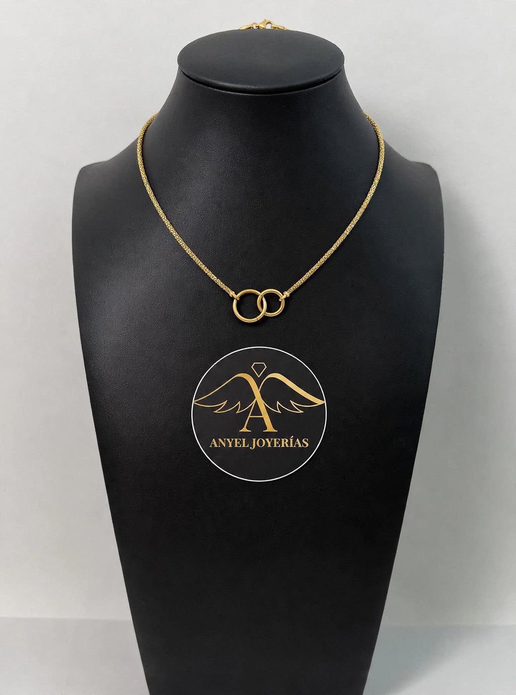 Anyel 18K Polished Double RInchg 18 Inch Popcorn Mesh Necklace