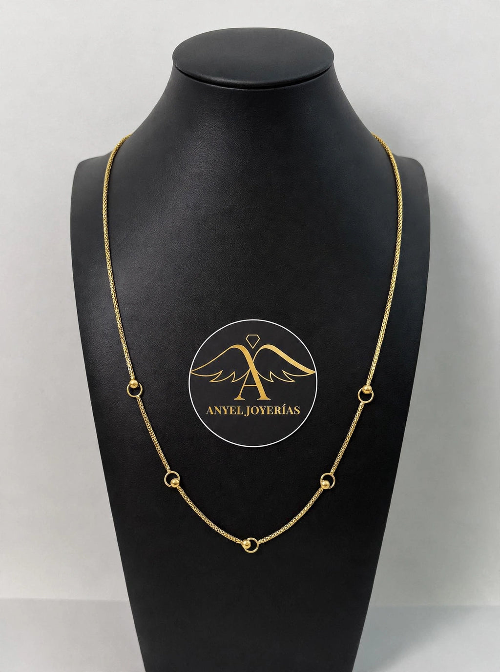 Anyel's 14K Polished Circle Station Popcorn Link 18 Inch Necklace