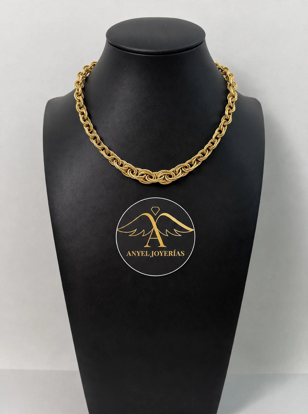 Anyel 14K Polished Graduated Double Oval Link 18 Inch Necklace
