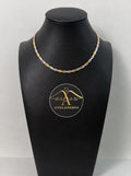 Anyel's 10k Tri-color Polished and Brushed D/C Necklace