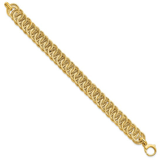 Anyels 14K Polished Diamond-cut Reversible 10.70mm Link 7.5 inch Bracelet