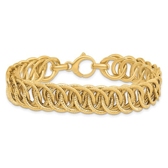 Anyels 14K Polished Diamond-cut Reversible 10.70mm Link 7.5 inch Bracelet