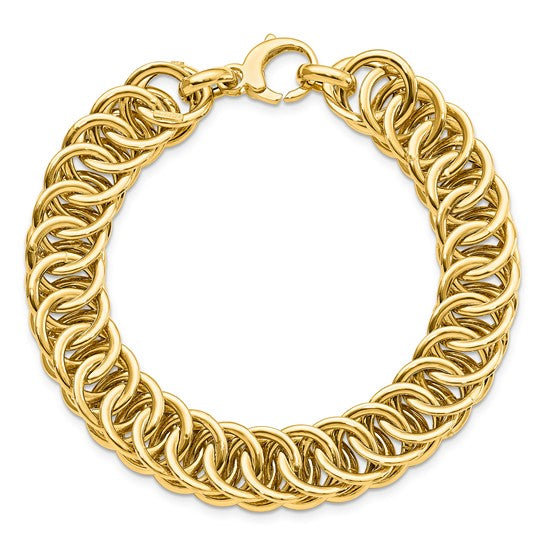 Anyels 14K Polished Diamond-cut Reversible 10.70mm Link 7.5 inch Bracelet