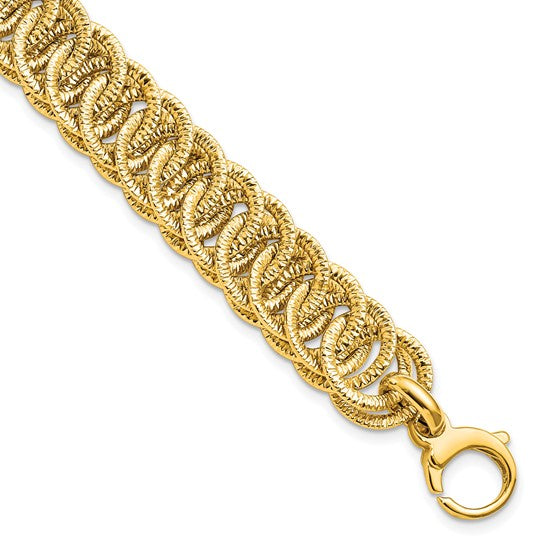 Anyels 14K Polished Diamond-cut Reversible 10.70mm Link 7.5 inch Bracelet