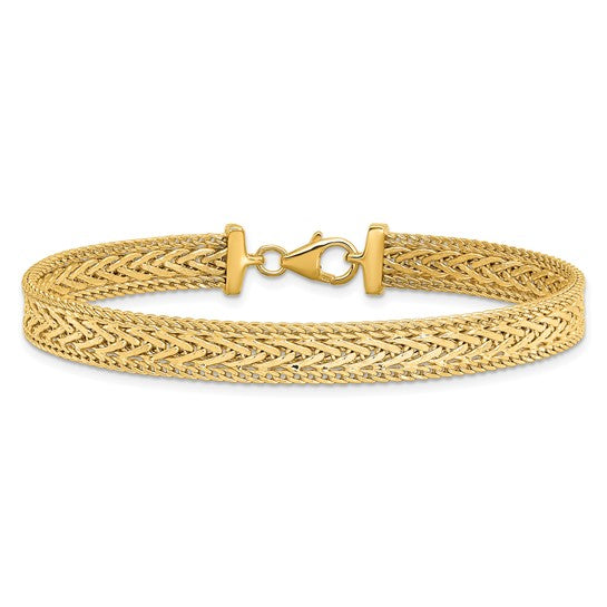 Anyel's 14K Polished and Textured Braided7.5 inch Bracelet