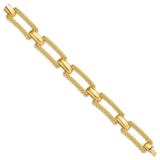 Anyel's 14K Polished and Textured Fancy Bracelet