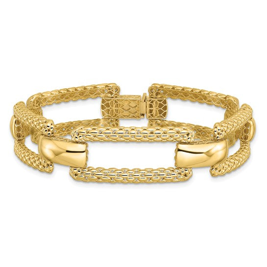 Anyel's 14K Polished and Textured Fancy Bracelet