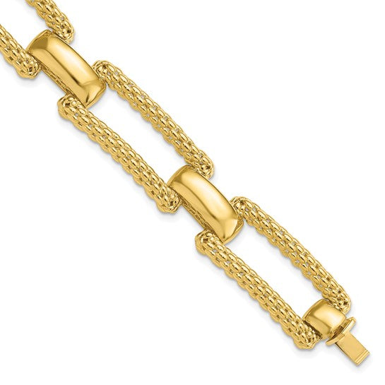 Anyel's 14K Polished and Textured Fancy Bracelet