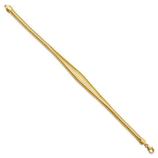 Leslie's 14K Polished and Grooved 4 to 9mm Graduated 7.5 inch Bracelet