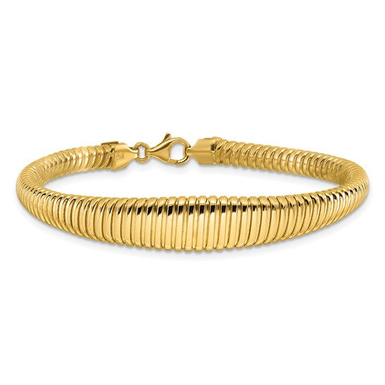 Leslie's 14K Polished and Grooved 4 to 9mm Graduated 7.5 inch Bracelet