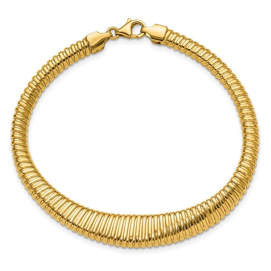 Leslie's 14K Polished and Grooved 4 to 9mm Graduated 7.5 inch Bracelet