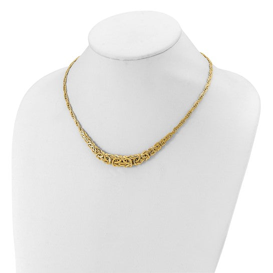 Leslie's 14K Polished Byzantine 11.0mm Graduated 18 inch Necklace