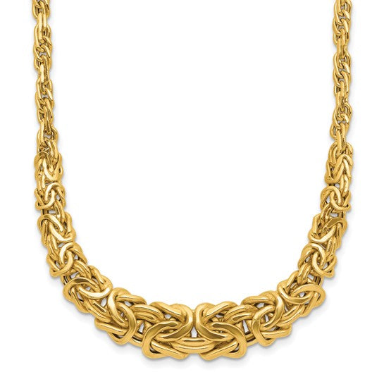 Leslie's 14K Polished Byzantine 11.0mm Graduated 18 inch Necklace