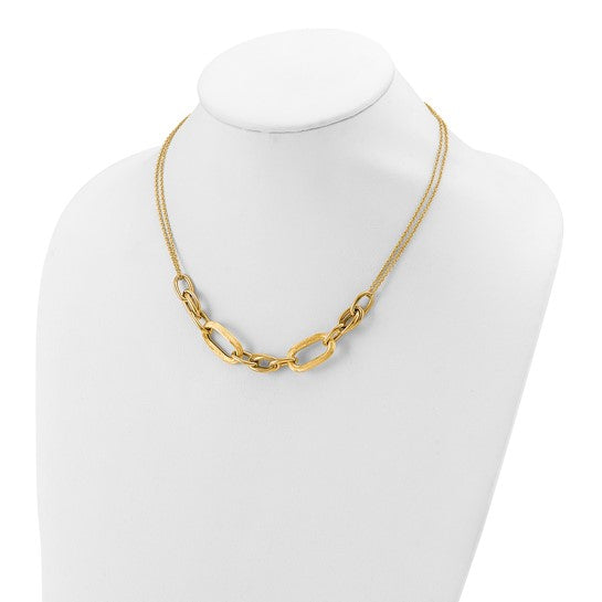 Anyel's 14K Polished and Satin 2-strand Fancy Link with 1in ext. Necklace