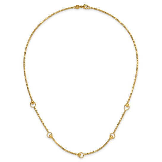 Anyel's 14K Polished Circle Station Popcorn Link 18 Inch Necklace