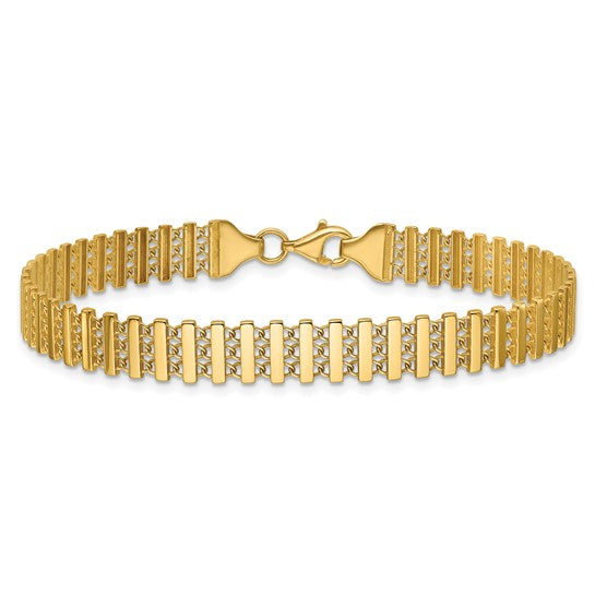 Anyel's 14K Polished Fancy Open Bar Link 7.5 inch Bracelet